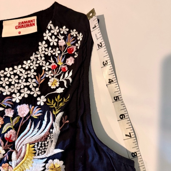 Anthropologie Samant Chauhan Floral Embroidered Tiered Maxi‎ Dress Women's 0 (S) - Picture 15 of 15